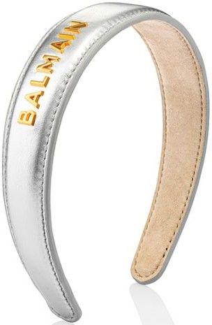 Balmain Leather Headband Large Silver