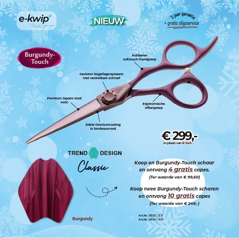 E-Kwip Burgundy Touch 55 2x + 10 Gratis Burgundy Capes