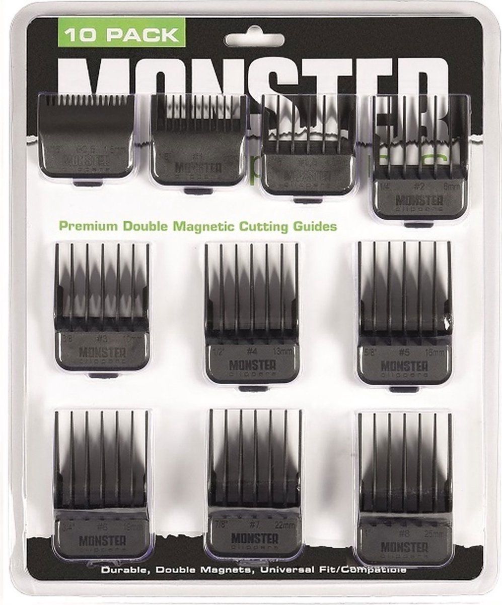 Monster Clippers Magnetic Attachment Combs Black 10pcs