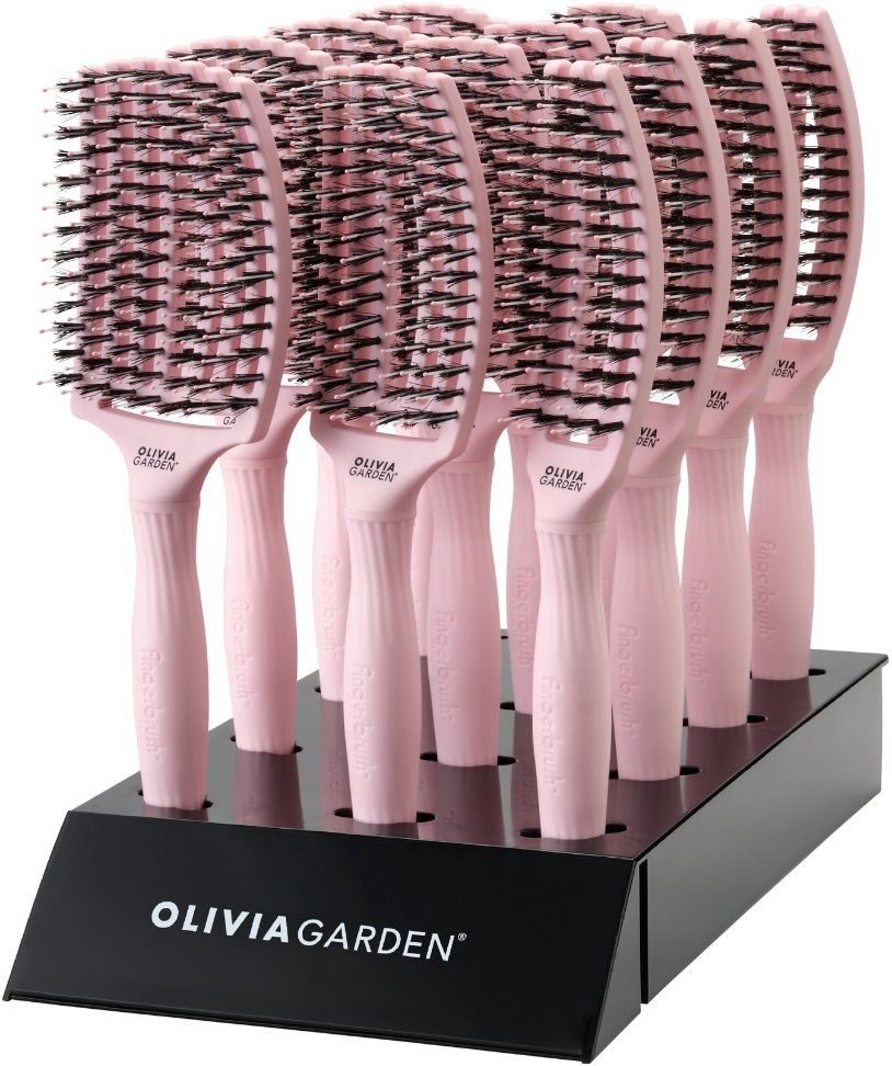 Olivia Garden Fingerbrush pastel pink display 12st